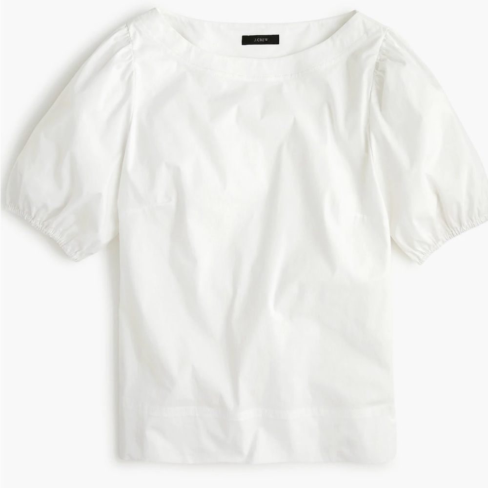 J.Crew Puff-sleeve top-AC215-WHITE-cotton poplin-NWT
